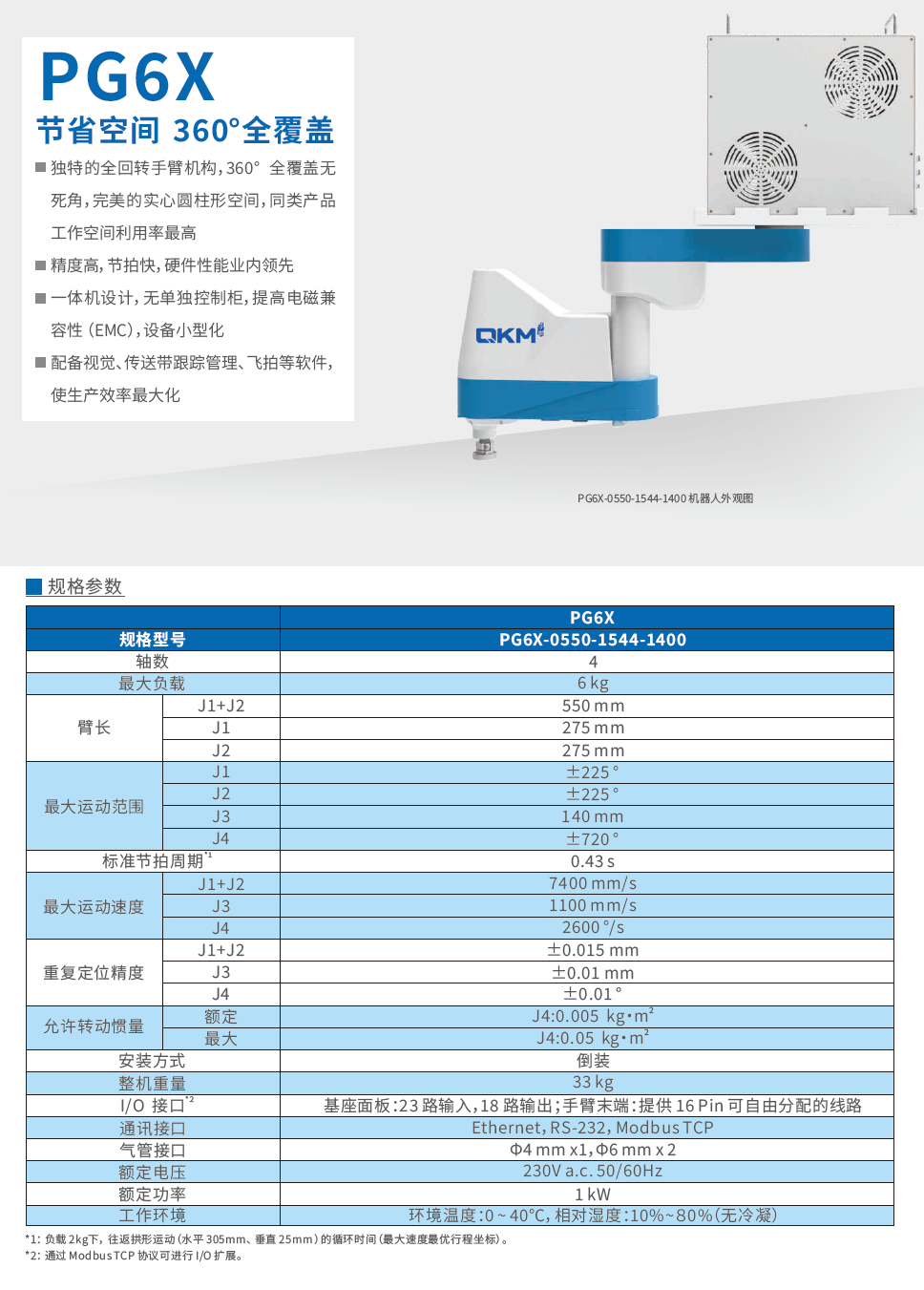 李群SCARA机器人PG6X产品样册